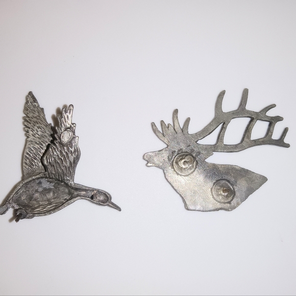 Lot 2 Pewter Animal Nature Pin Brooch Goose Duck Buck Deer - Picture 3 of 6